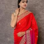 Shaded Gottapatti Work Saree | Orange to Magenta | Jaipurio Designer Collection